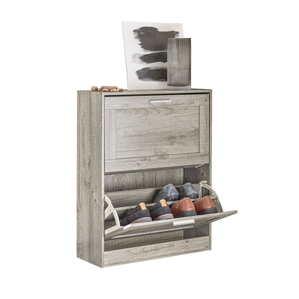 Zapatero con 2 solapas armario de entrada zapatero organizador gris 60 x 23 x 79 cm fsr137-hg sobuy