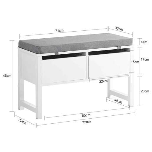 Sapateira de bancada com 2 gavetas FSR88-W SoBuy
