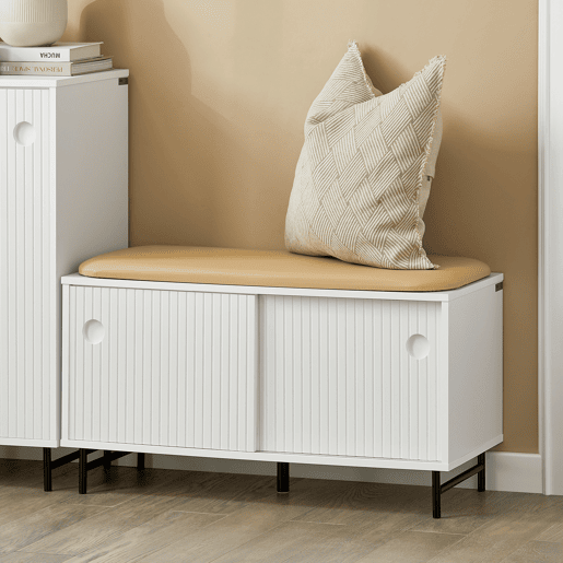 SoBuy Banco para sapatos com portas de correr FSR116-W