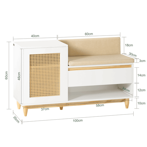 SoBuy Sapateira de bancada 2 prateleiras 1 gaveta FSR128-W