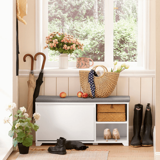 Banco para sapatos com 1 aba e 2 compartimentos FSR119-W SoBuy