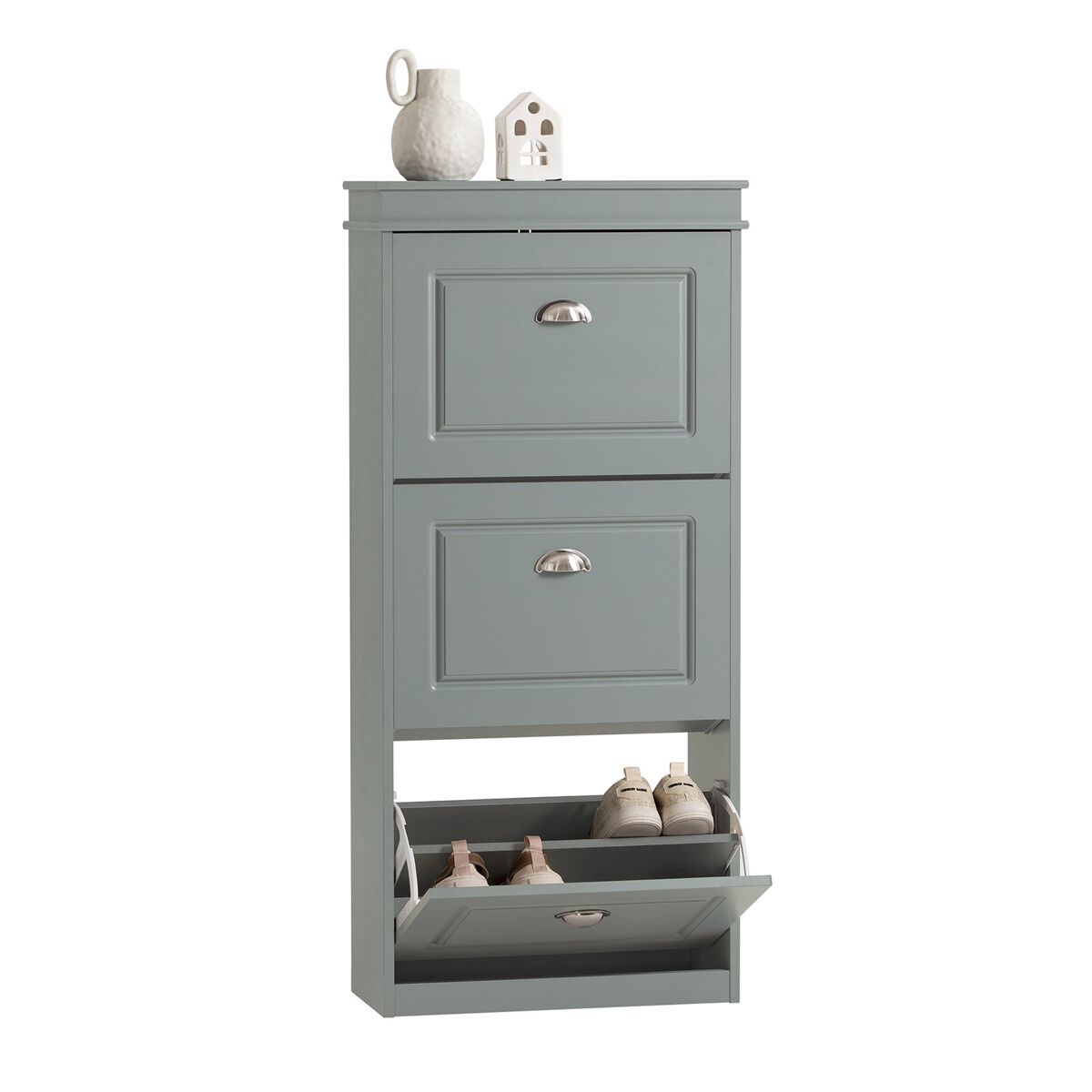 Zapatero con 3 puertas abatibles zapatero estrecho organizador para zapatos gris 53 x 24 x 117 cm fsr94-hg sobuy
