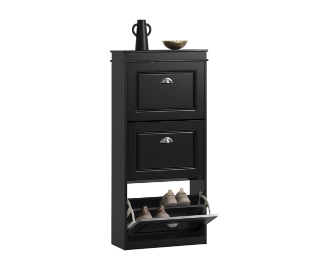 Zapatero con 3 puertas abatibles zapatero estrecho organizador para zapatos negro 53 x 24 x 117 cm fsr94-sch sobuy