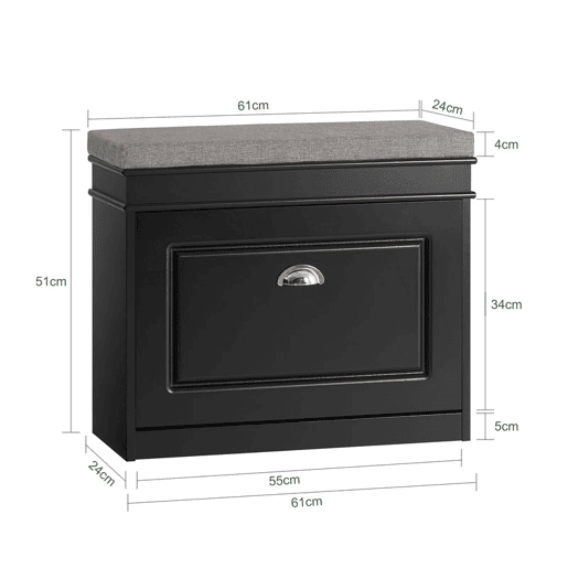 Banco para sapatos com 1 aba FSR82-K-SCH SoBuy