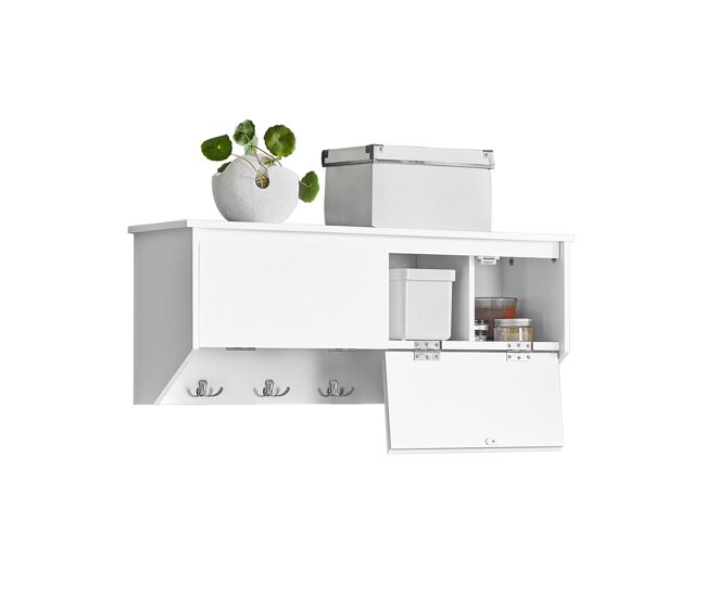 Perchero de pared con 2 puertas y 5 ganchos estante de pared para pasillo entrada 78 x 20 x 30 cm fhk24-w sobuy