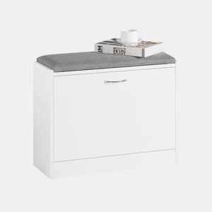 SoBuy Banco estreito para arrumação de sapatos com 1 aba Branco 60 X 24 X 47 cm FSR16-K-W