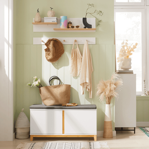 SoBuy Banco para sapatos com 2 portas FSR117-W