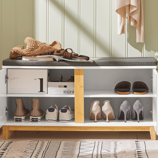SoBuy Banco para sapatos com 2 portas FSR117-W