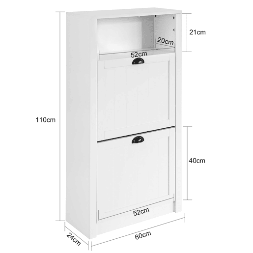 Sapateira com 2 portas com dobradiças FSR87-K-W SoBuy