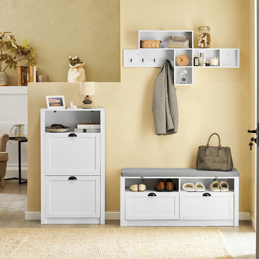 Sapateira com 2 portas com dobradiças FSR87-K-W SoBuy