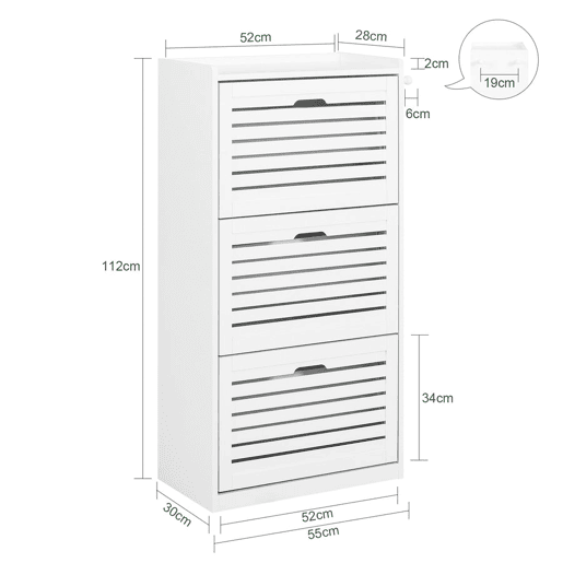 SoBuy Sapateira com 3 abas e 2 ganchos FSR108-W