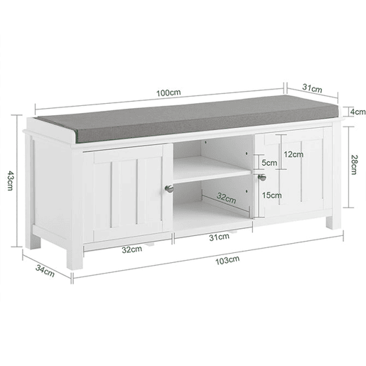 Sapateira com 2 portas fechadas e 2 prateleiras FSR35-W SoBuy