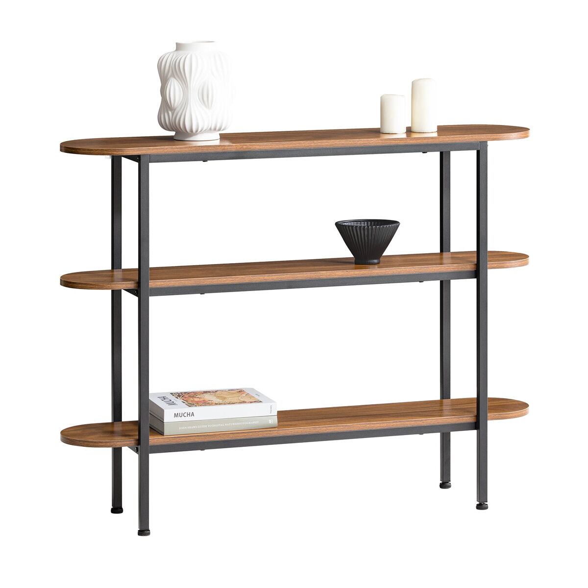 Sobuy mesa de consola mesa de entrada recibidor con 3 estantes 110 x 25 x 86 cm fsb67-ws