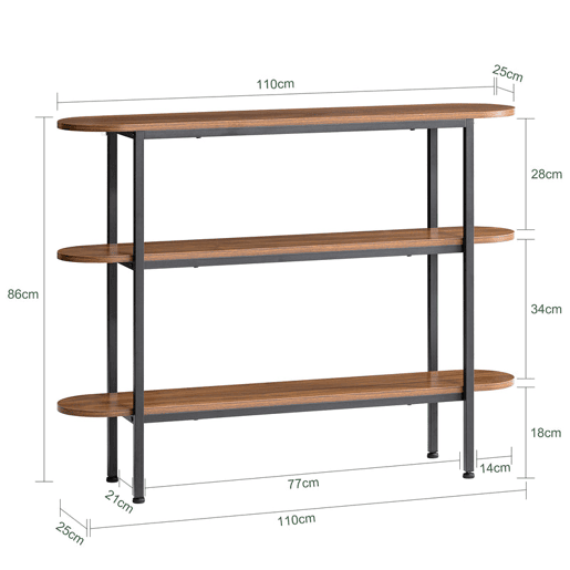 SoBuy Mesa de consola com 3 prateleiras FSB67-WS