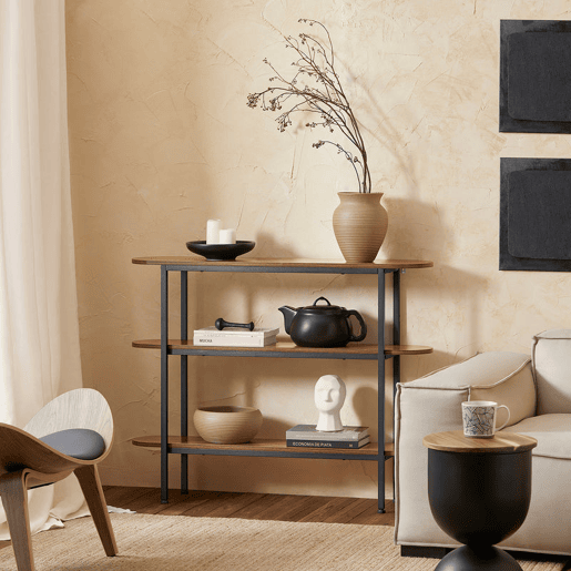 SoBuy Mesa de consola com 3 prateleiras FSB67-WS