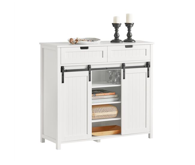 Aparador recibidor con puerta corrediza de granero armario de almacenamiento compartimento abierto blanco 104 x 35 x 93 cm fsb74-w sobuy