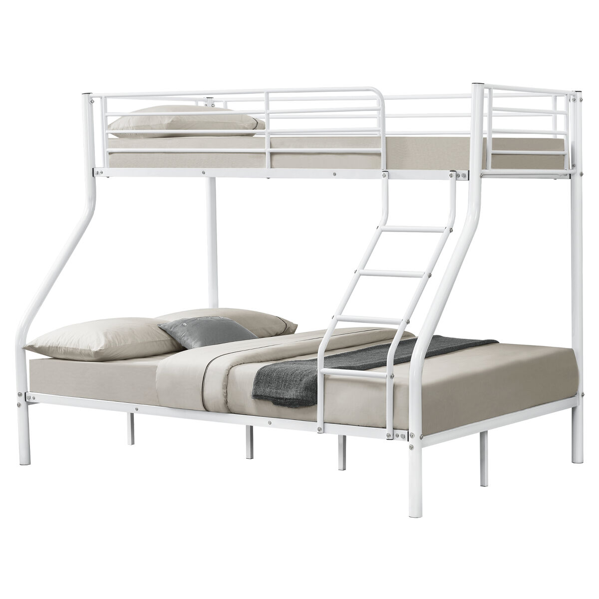Litera de metal con escalera y reja protectora - para 3 personas 210x147