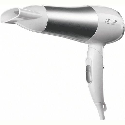 Adler AD2225 Secador de Cabelo para Viagem, Dobrável, Jacto de Ar frio, 2 Níveis de Potência, Bocal 360°, 2200, Cinza branco