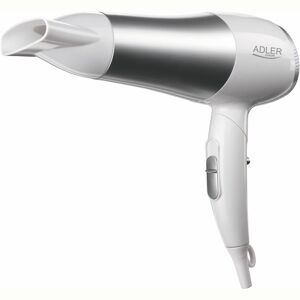 Adler AD2225 Secador de Cabelo para Viagem, Dobrável, Jacto de Ar frio, 2 Níveis de Potência, Bocal 360°, 2200, Cinza branco