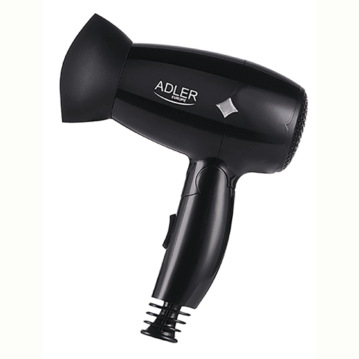 Adler AD2251 Secador de Cabelo para Viagem, Dobrável,Compacto, 2 Níveis de Potência, Bocal 360°, 1400, Preto