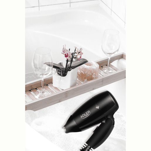 Adler AD2251 Secador de Cabelo para Viagem, Dobrável,Compacto, 2 Níveis de Potência, Bocal 360°, 1400, Preto