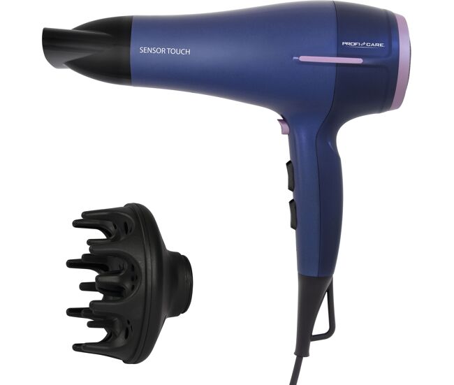 Proficare htd 3030 secador de pelo profesional iónico, sensor táctil, 3 niveles temperatura / 2 velocidad, difusor, 2200, azul