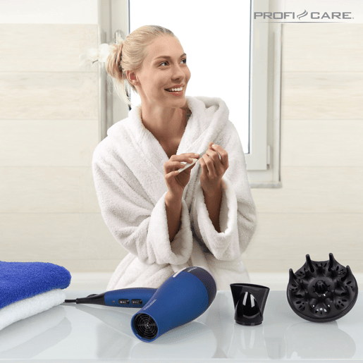 Proficare HTD 3030 Secador de cabelo iónico profissional 3 níveis Temperatura 2 velocidades, 2200, Azul