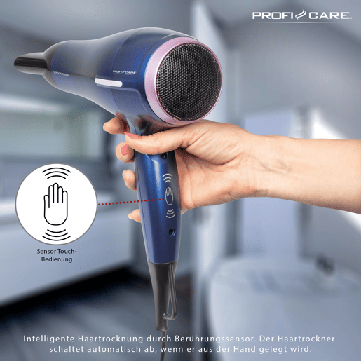 Proficare HTD 3030 Secador de cabelo iónico profissional 3 níveis Temperatura 2 velocidades, 2200, Azul
