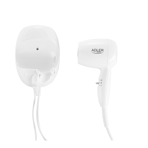 Adler AD 2252 Secador de cabelo com suporte de parede, 1600, Branco Adler AD 2252 Secador de cabelo com suporte de parede, 1600, Branco