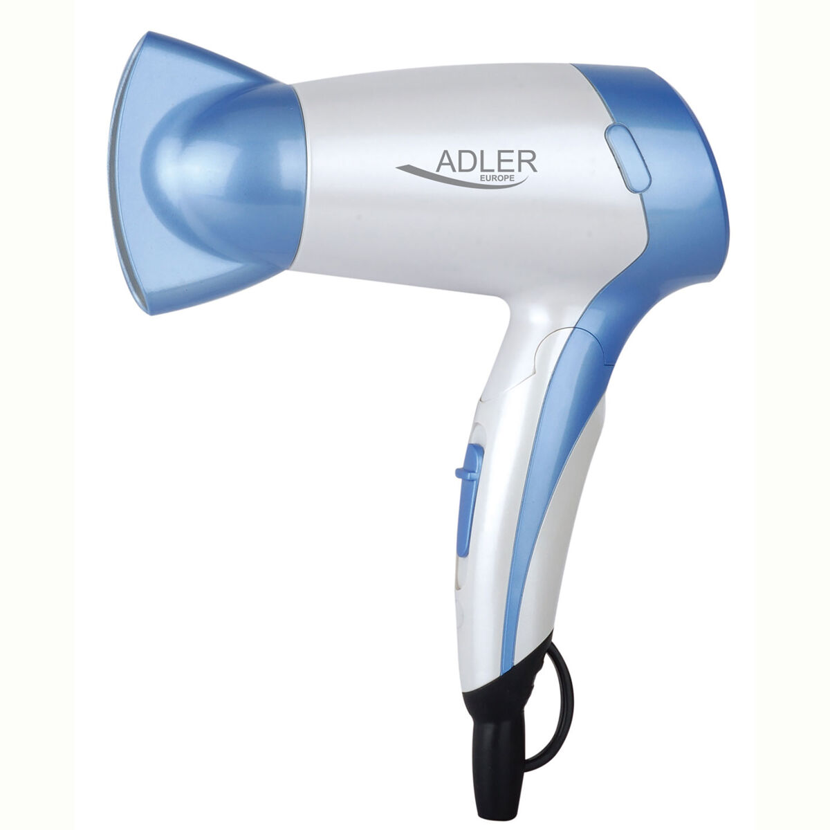 Adler ad2222 secador de pelo de viaje, plegable, compacto, 2 niveles temperatura / velocidad, boquilla 360o, 1200, blanco/azul