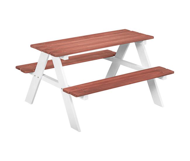 Outsunny juego de mesa y 2 bancos infantiles de madera mesa de picnic para niños de 3-8 años para jardín patio terraza 89x79x50 cm marrón