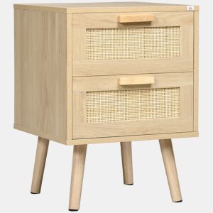HOMCOM Mesa de Cabeceira com Desenho Boémio Mesa de Cabeceira com 2 Gavetas e Pés de Madeira para Sala de Estar Dormitório 40x40x56 cm Madeira