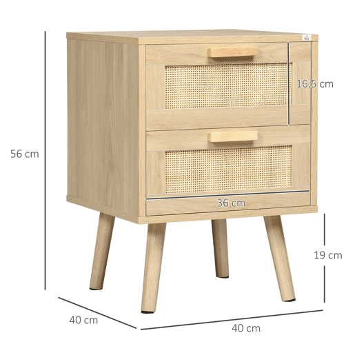 HOMCOM Mesa de Cabeceira com Desenho Boémio Mesa de Cabeceira com 2 Gavetas e Pés de Madeira para Sala de Estar Dormitório 40x40x56 cm Madeira HOMCOM Mesa de Cabeceira com Desenho Boémio Mesa de Cabeceira com 2 Gavetas e Pés de Madeira para Sala de Estar Dormitório 40x40x56 cm Madeira