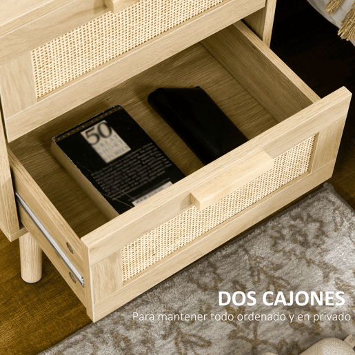HOMCOM Mesa de Cabeceira com Desenho Boémio Mesa de Cabeceira com 2 Gavetas e Pés de Madeira para Sala de Estar Dormitório 40x40x56 cm Madeira HOMCOM Mesa de Cabeceira com Desenho Boémio Mesa de Cabeceira com 2 Gavetas e Pés de Madeira para Sala de Estar Dormitório 40x40x56 cm Madeira