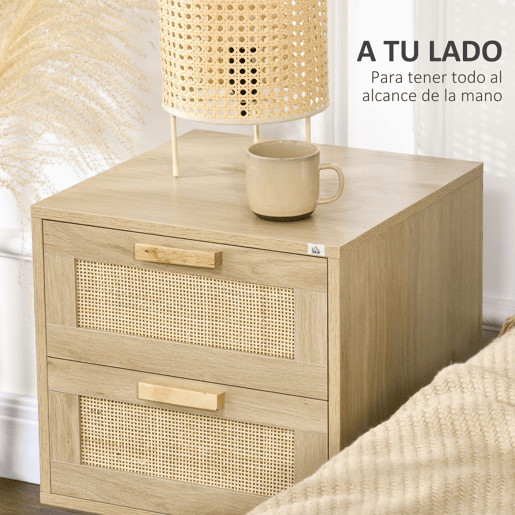 HOMCOM Mesa de Cabeceira com Desenho Boémio Mesa de Cabeceira com 2 Gavetas e Pés de Madeira para Sala de Estar Dormitório 40x40x56 cm Madeira HOMCOM Mesa de Cabeceira com Desenho Boémio Mesa de Cabeceira com 2 Gavetas e Pés de Madeira para Sala de Estar Dormitório 40x40x56 cm Madeira