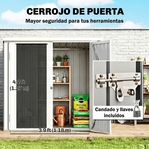 Outsunny Abrigo de Jardim 1,26 m² 147x86x134 cm Abrigo de Exterior de Aço Galvanizado com 2 Portas para Armazenamento de Ferramentas Preto
