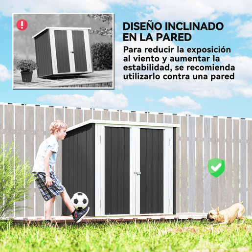 Outsunny Abrigo de Jardim 1,26 m² 147x86x134 cm Abrigo de Exterior de Aço Galvanizado com 2 Portas para Armazenamento de Ferramentas Preto