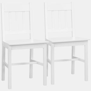 HOMCOM Conjunto de 2 Cadeiras de Sala de Jantar Cadeira de Cozinha com Encosto de Ripas Estrutura de Madeira de Pinho para Sala de Jantar Restaurante Carga Máxima 120 kg 41x46,5x85,5 cm Branco