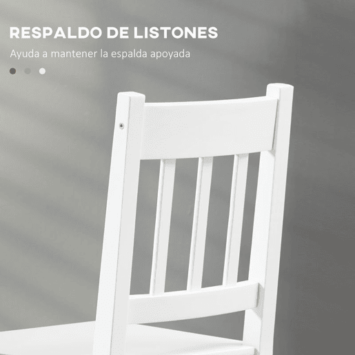 HOMCOM Conjunto de 2 Cadeiras de Sala de Jantar Cadeira de Cozinha com Encosto de Ripas Estrutura de Madeira de Pinho para Sala de Jantar Restaurante Carga Máxima 120 kg 41x46,5x85,5 cm Branco