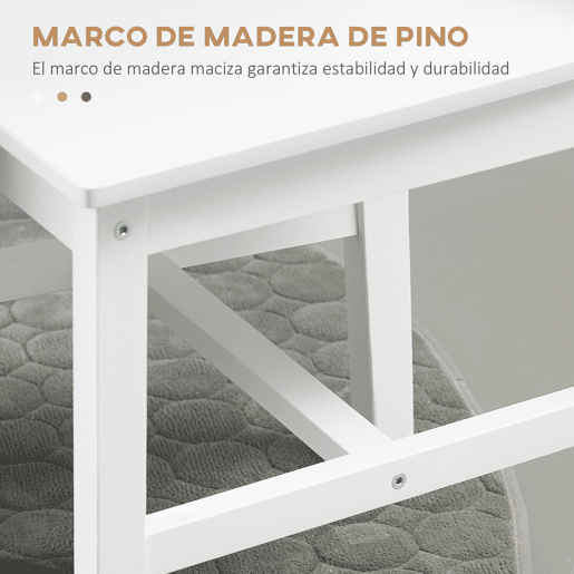 HOMCOM Conjunto de 2 Cadeiras de Sala de Jantar Cadeira de Cozinha com Encosto de Ripas Estrutura de Madeira de Pinho para Sala de Jantar Restaurante Carga Máxima 120 kg 41x46,5x85,5 cm Branco