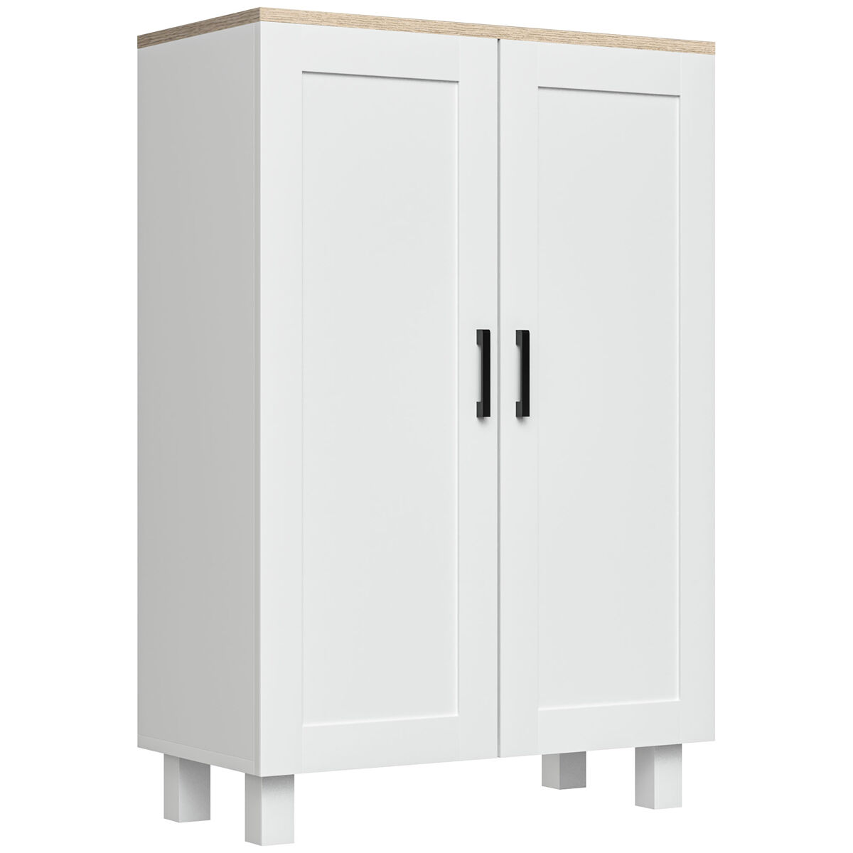 Homcom aparador de 2 puertas, aparador de salón estrecho, armario de cocina con estante ajustable, para cocina, entrada, dormitorio, 60x30x90 cm, blanco