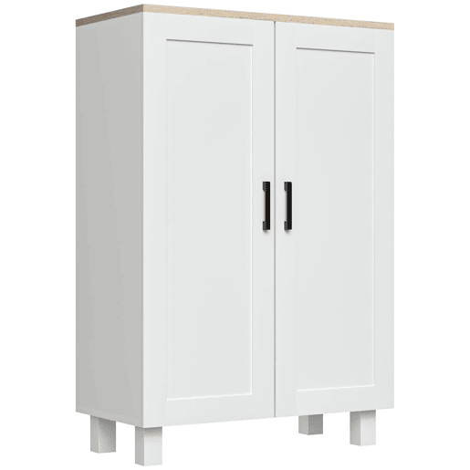 HOMCOM Aparador de 2 Portas, Aparador Estreito para Sala, Armário de Cozinha com Prateleira Ajustável, para Cozinha, Entrada, Quarto, 60x30x90 cm, Branco