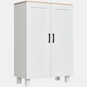 HOMCOM Aparador de 2 Portas, Aparador Estreito para Sala, Armário de Cozinha com Prateleira Ajustável, para Cozinha, Entrada, Quarto, 60x30x90 cm, Branco