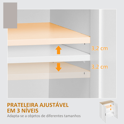 HOMCOM Aparador de 2 Portas, Aparador Estreito para Sala, Armário de Cozinha com Prateleira Ajustável, para Cozinha, Entrada, Quarto, 60x30x90 cm, Branco