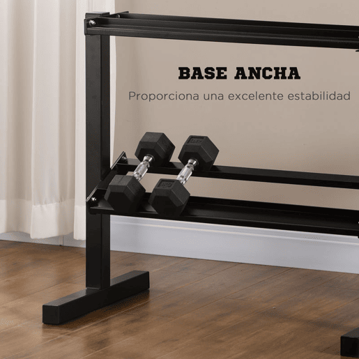 SPORTNOW Suporte para Halteres de 2 Níveis Suporte de Armazenamento para Halteres de Aço para Ginásio em Casa Carga Máxima 270 kg 92,5x50,5x80,5 cm Preto
