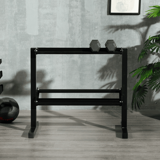 SPORTNOW Suporte para Halteres de 2 Níveis Suporte de Armazenamento para Halteres de Aço para Ginásio em Casa Carga Máxima 270 kg 92,5x50,5x80,5 cm Preto