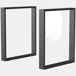 HOMCOM Conjunto de 2 Pés para Mesa de Aço 60x72 cm Pernas Quadradas de Mesa para Móveis de Bricolage Estilo Industrial com Parafusos e Protetores de Chão Preto