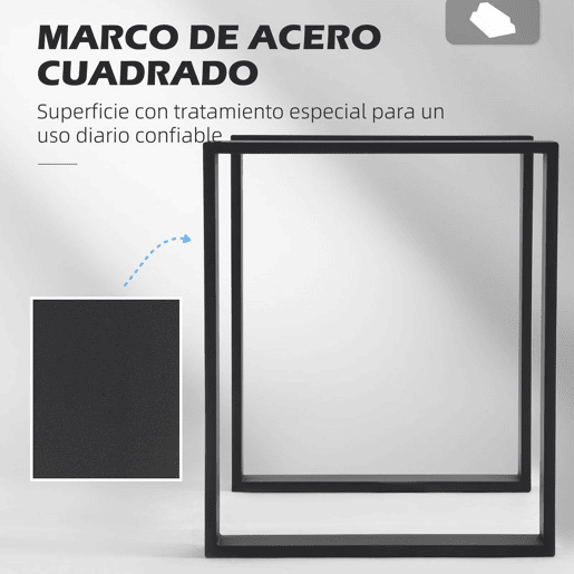 HOMCOM Conjunto de 2 Pés para Mesa de Aço 60x72 cm Pernas Quadradas de Mesa para Móveis de Bricolage Estilo Industrial com Parafusos e Protetores de Chão Preto