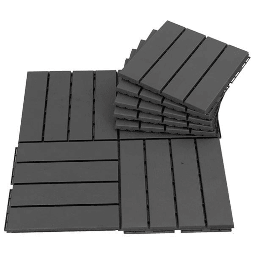 Outsunny Conjunto de 9 Estrados 30x30cm com Área de 0.81 m² para Exterior e Interior Estrados com Sistema Click com Superfície Antiderrapante para Balcão Terraço Jardim Preto