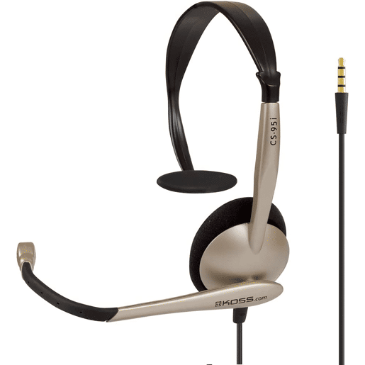 KOSS CS95i Auricular com Fio e Microfone com Cancelador de Ruído, Auscultadores Mono para Videoconferência, Dorado